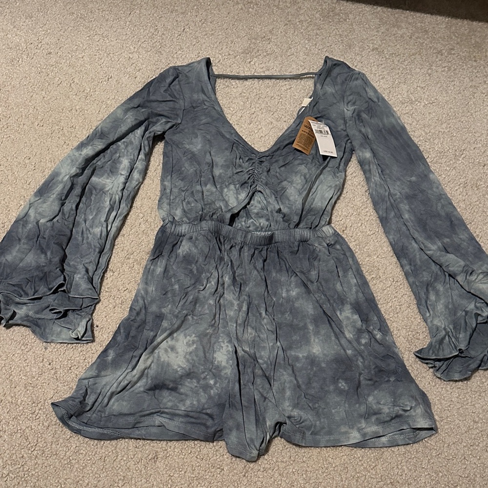 American Eagle Blue Tie-Dye Romper